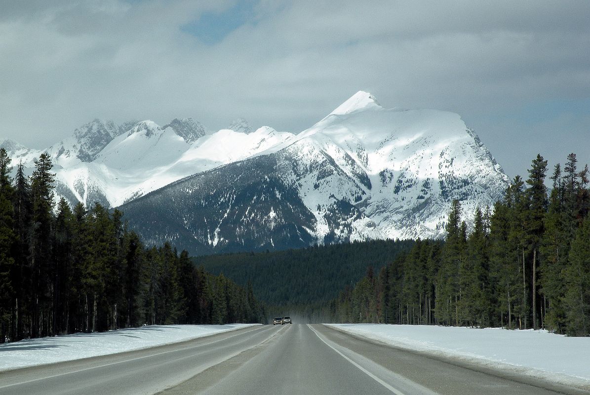 16 Mount White Tail and Mount Wardle From Highway 93 On Drive From Castle Junction To Radium In Winter